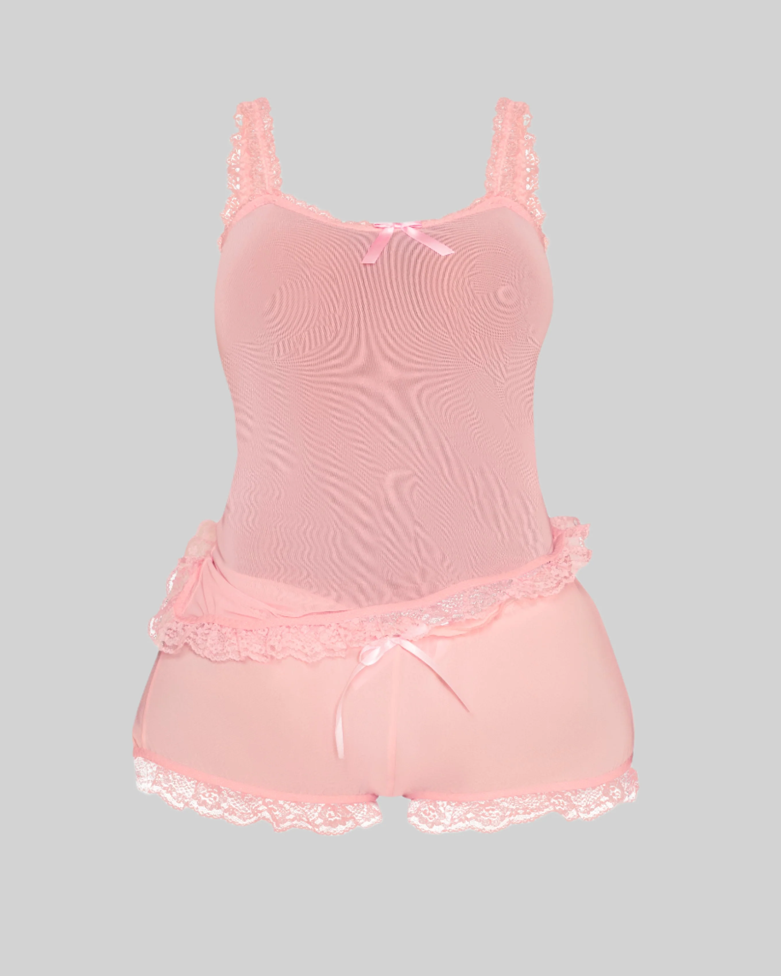 LOVE ME NOT SCALLOPED MESH SHORTS (BABY PINK) - Image 4
